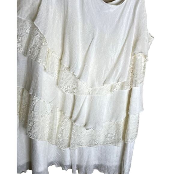 NWT Avenue Style #7069 Sleeveless Layered Lace Off White Beige blouse top Women - Picture 5 of 8